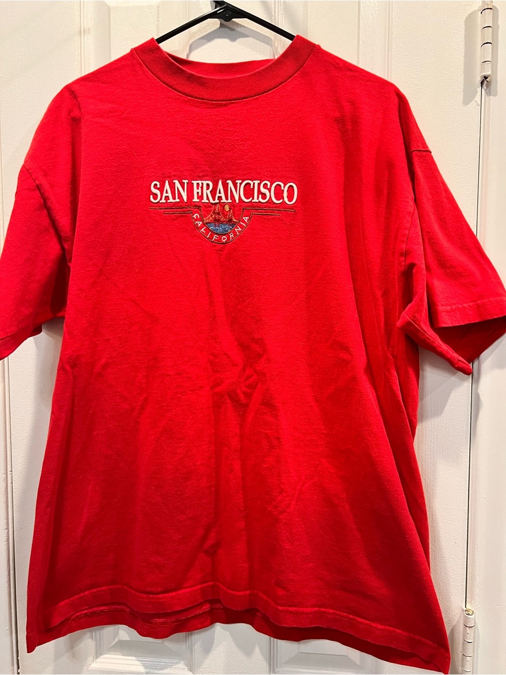 Vintage San Francisco Embroidered T-Shirt Red Intex Heavyweight Size XL